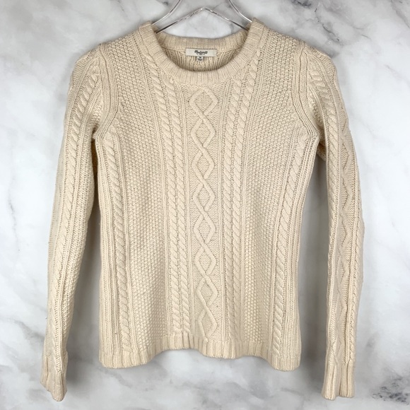 Madewell Sweaters - Madewell 100% Wool Cableknit Fisherman Sweater XS